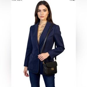 (E-139) ACT dress jacket womens size 12‎ darck blue long sleeves